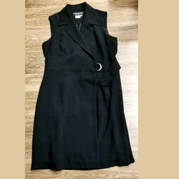 Donna Morgan Women Classy Black Wrap Sheath Career Dress Size 12 - Picture 5 of 11